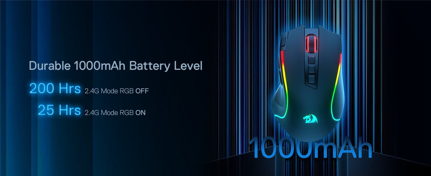 Souris Gaming Sans Fil Redragon M612 PRO — Tri - Mode RGB / 8000 DPI - GamerZone