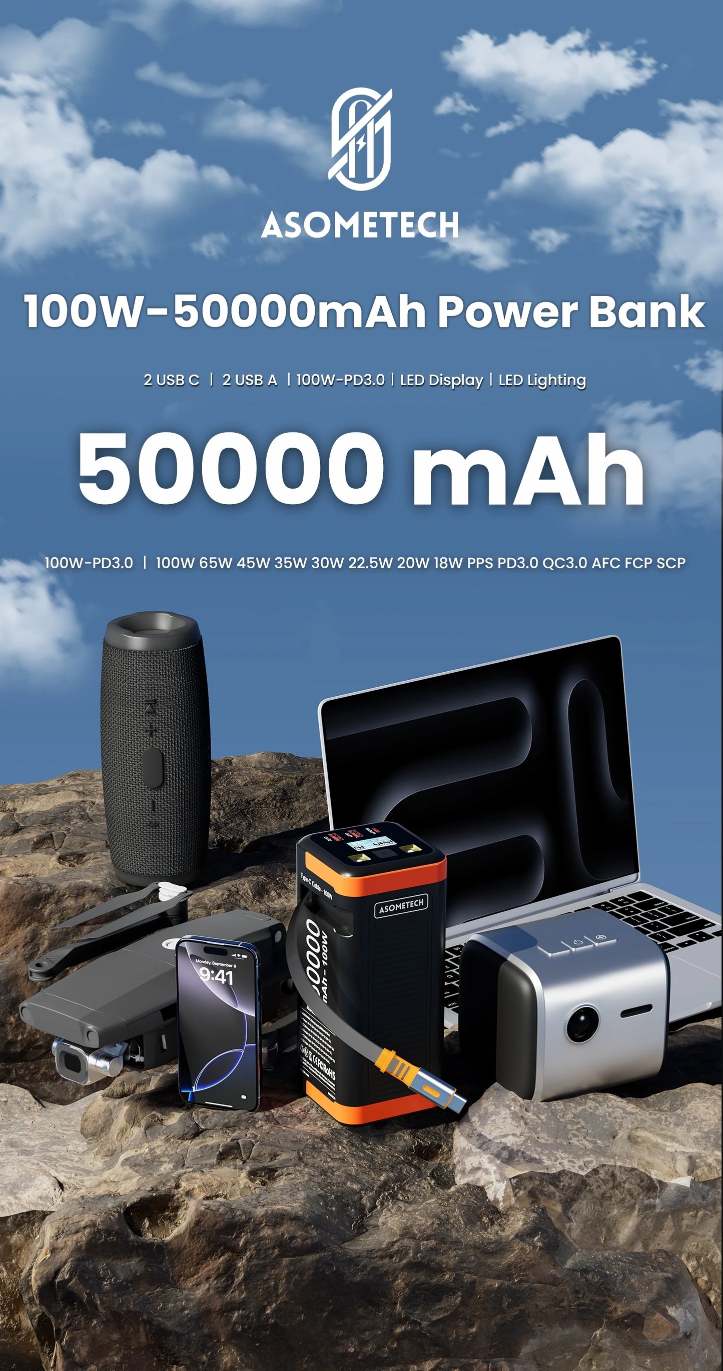 Power Bank Gaming 50000mAh — Charge Rapide 100W - GamerZone