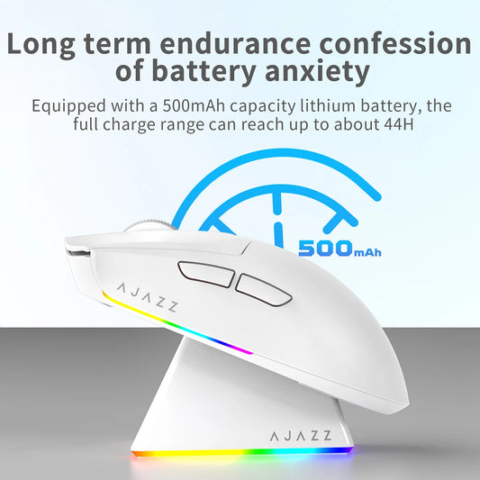 Souris Gaming Sans Fil AJAZZ AJ139 V2 MC – Tri-Mode 2.4G/BT/Filaire – Capteur PAW3311 – Base de Charge Magnétique RGB – 66g