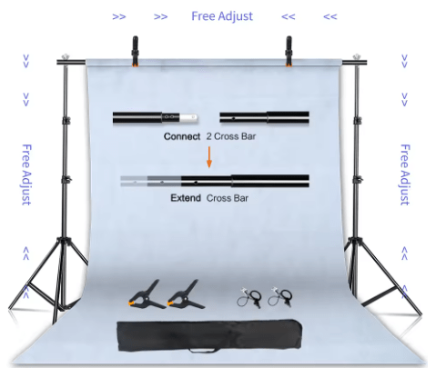 Fond Vert Streaming — Kit Support + Toile Chromakey 2x2m / 2x3m - GamerZone