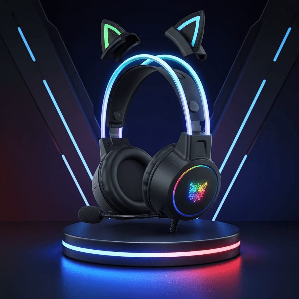 Casque gaming oreilles de chat RGB surround — PC PS4 Xbox GamerZone