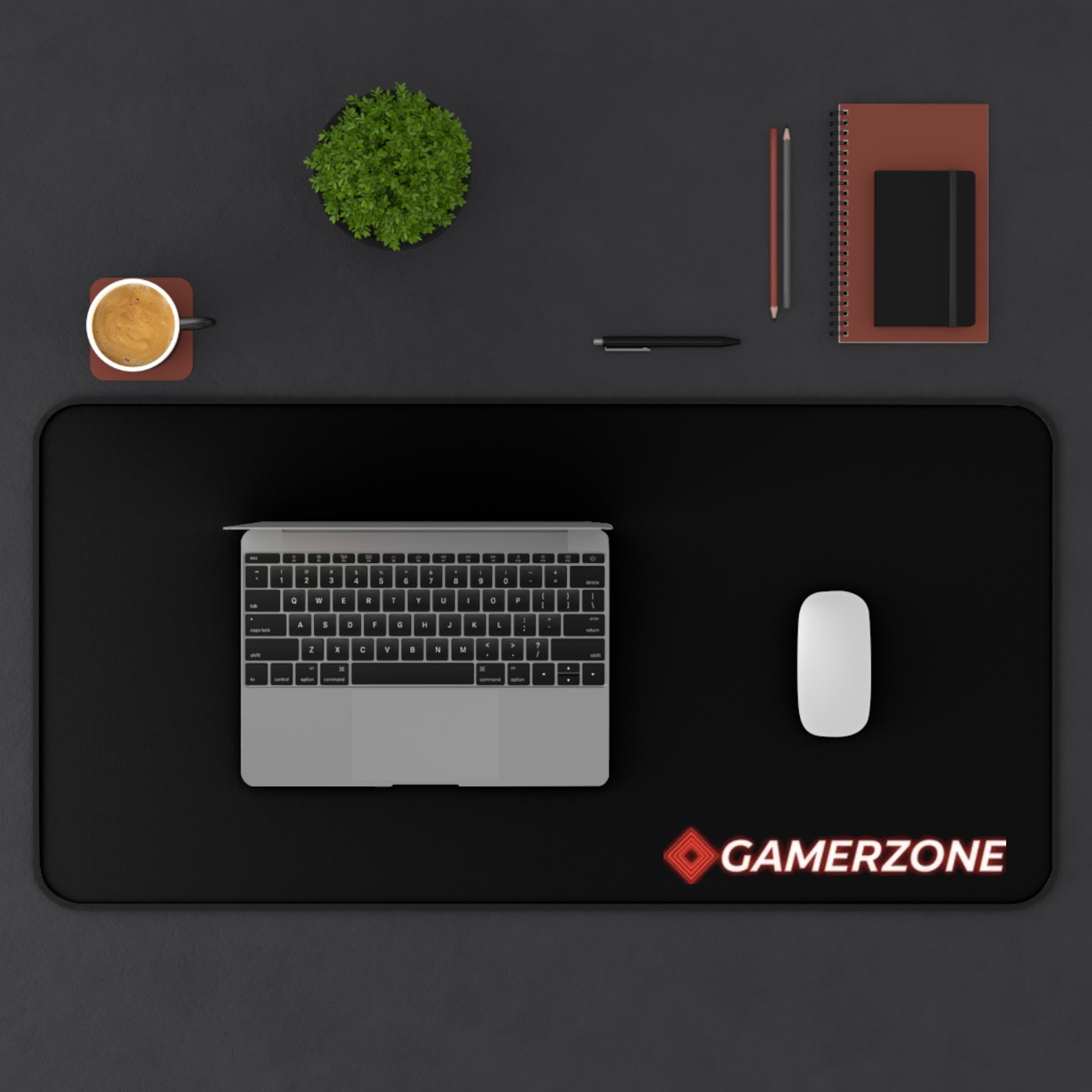 Tapis de Bureau GamerZone — Grand Tapis Gaming Noir avec Logo Rouge - GamerZone