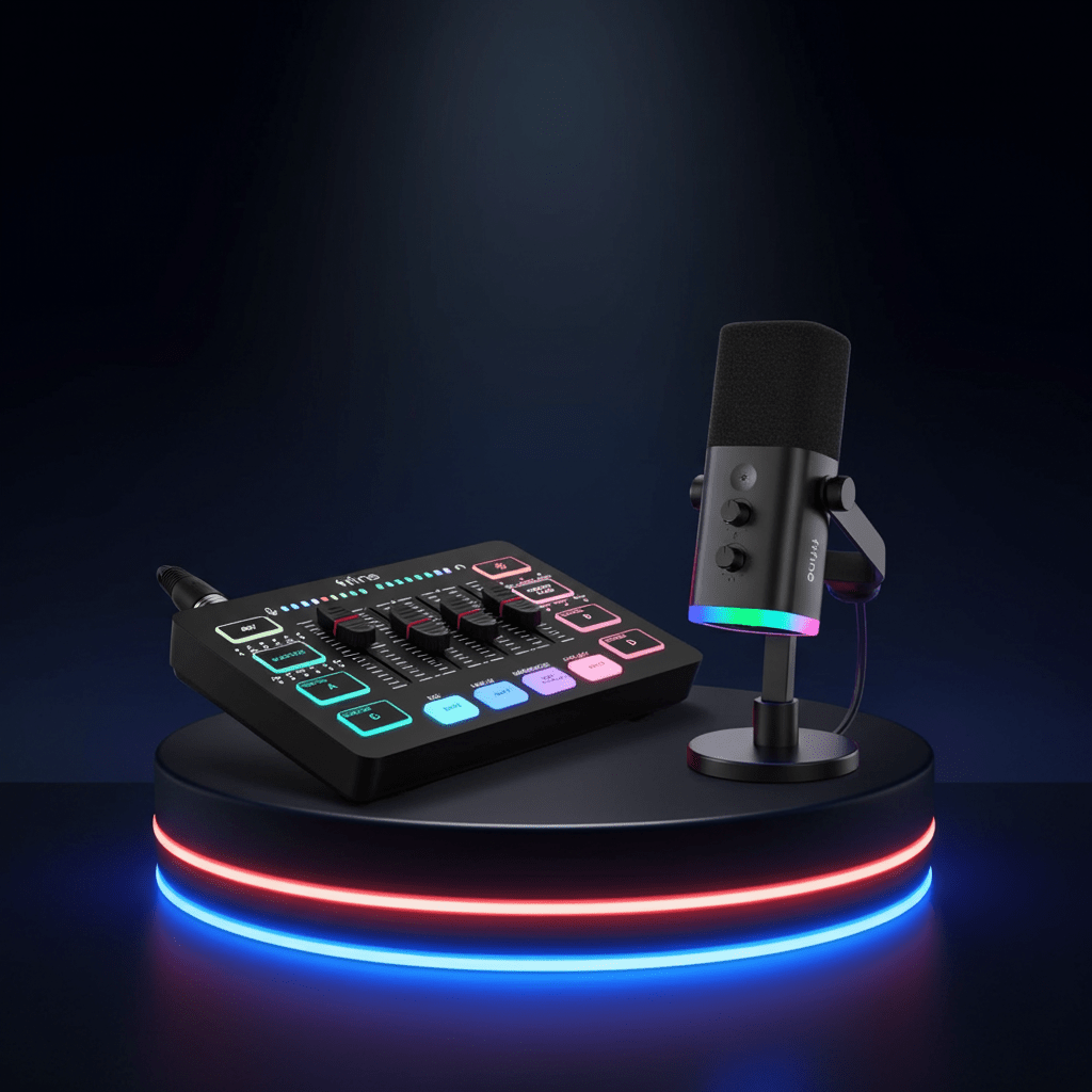 kit streaming FIFINE KS5 micro table mixage RGB gaming