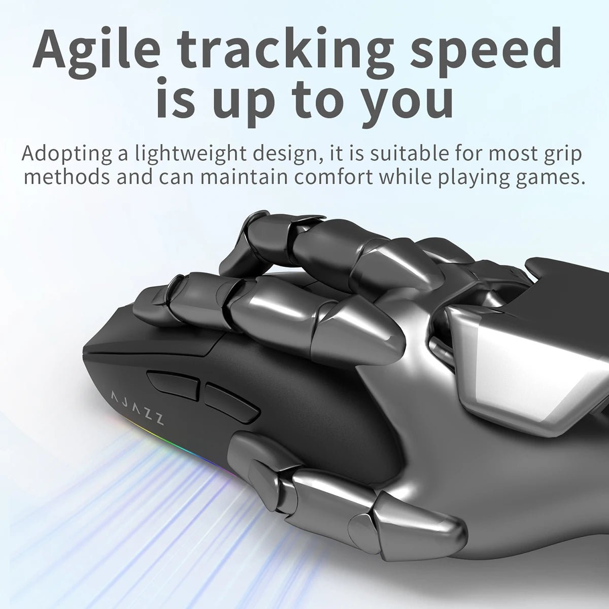 Souris Gaming Sans Fil AJAZZ AJ139 V2 MC – Tri-Mode 2.4G/BT/Filaire – Capteur PAW3311 – Base de Charge Magnétique RGB – 66g - GamerZone