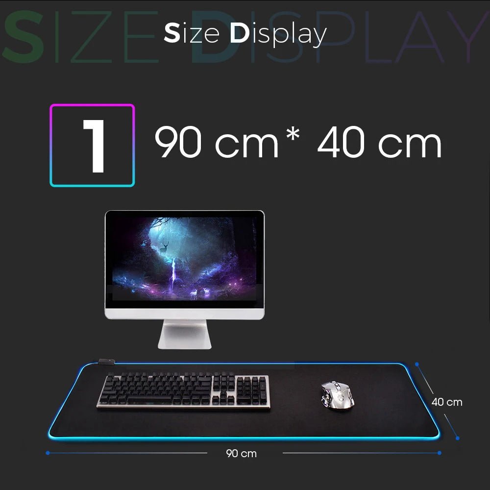 Tapis de souris gaming RGB LED — 10 tailles 14 modes GamerZone