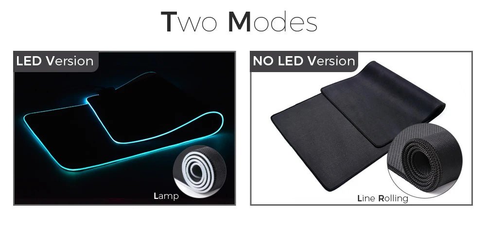 Tapis de souris gaming RGB LED — 10 tailles 14 modes GamerZone