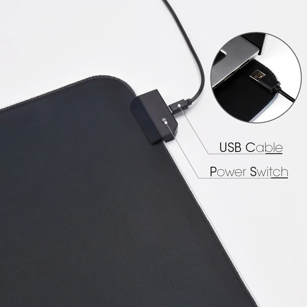 Tapis de souris gaming RGB LED — 10 tailles 14 modes GamerZone