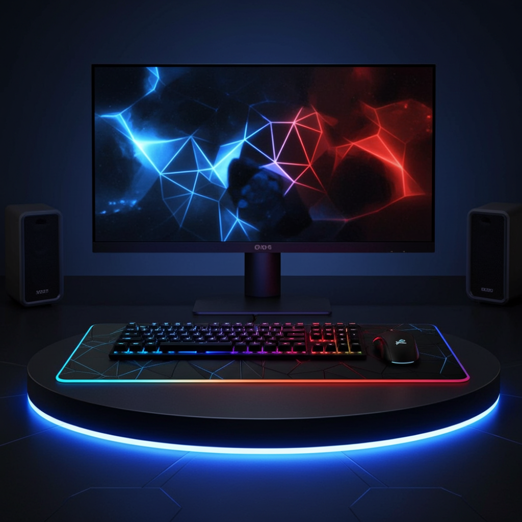 Tapis de souris XXL RGB gaming géométrie 3D LED — GamerZone