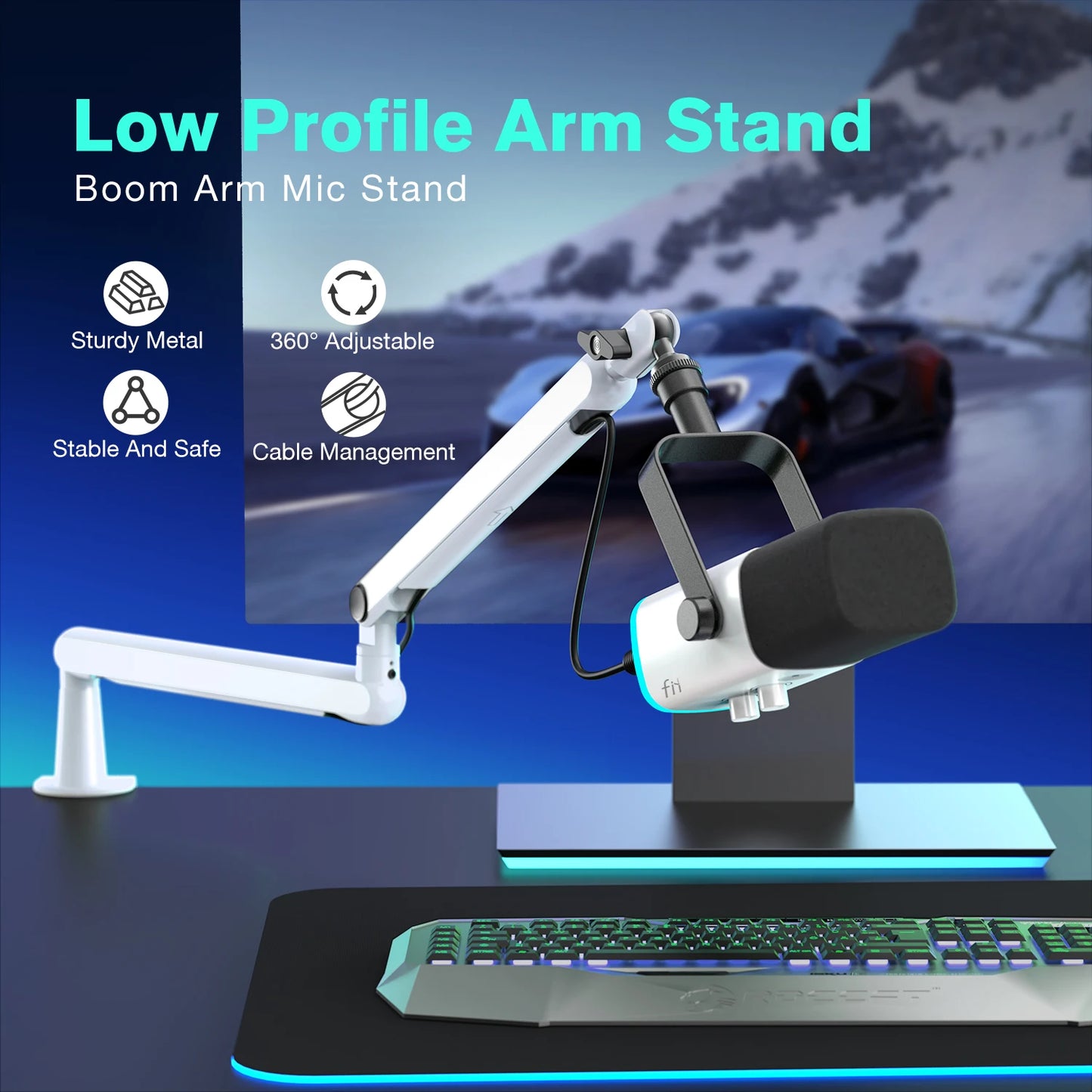 Bras de micro FIFINE BM88 articulé réglage hauteur studio — GamerZone