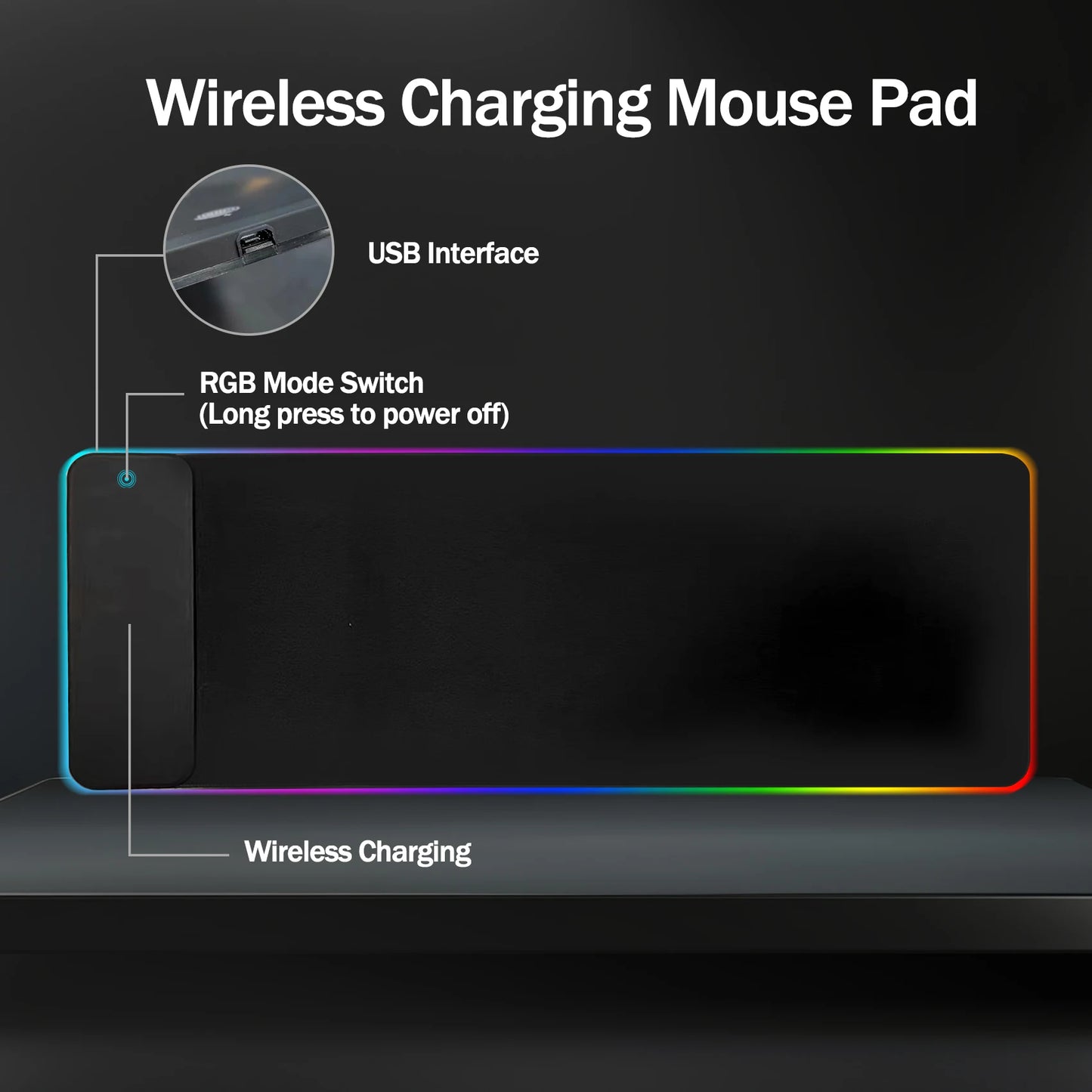 Tapis de Souris Gaming RGB Chargeur Sans Fil 15W XL - GamerZone