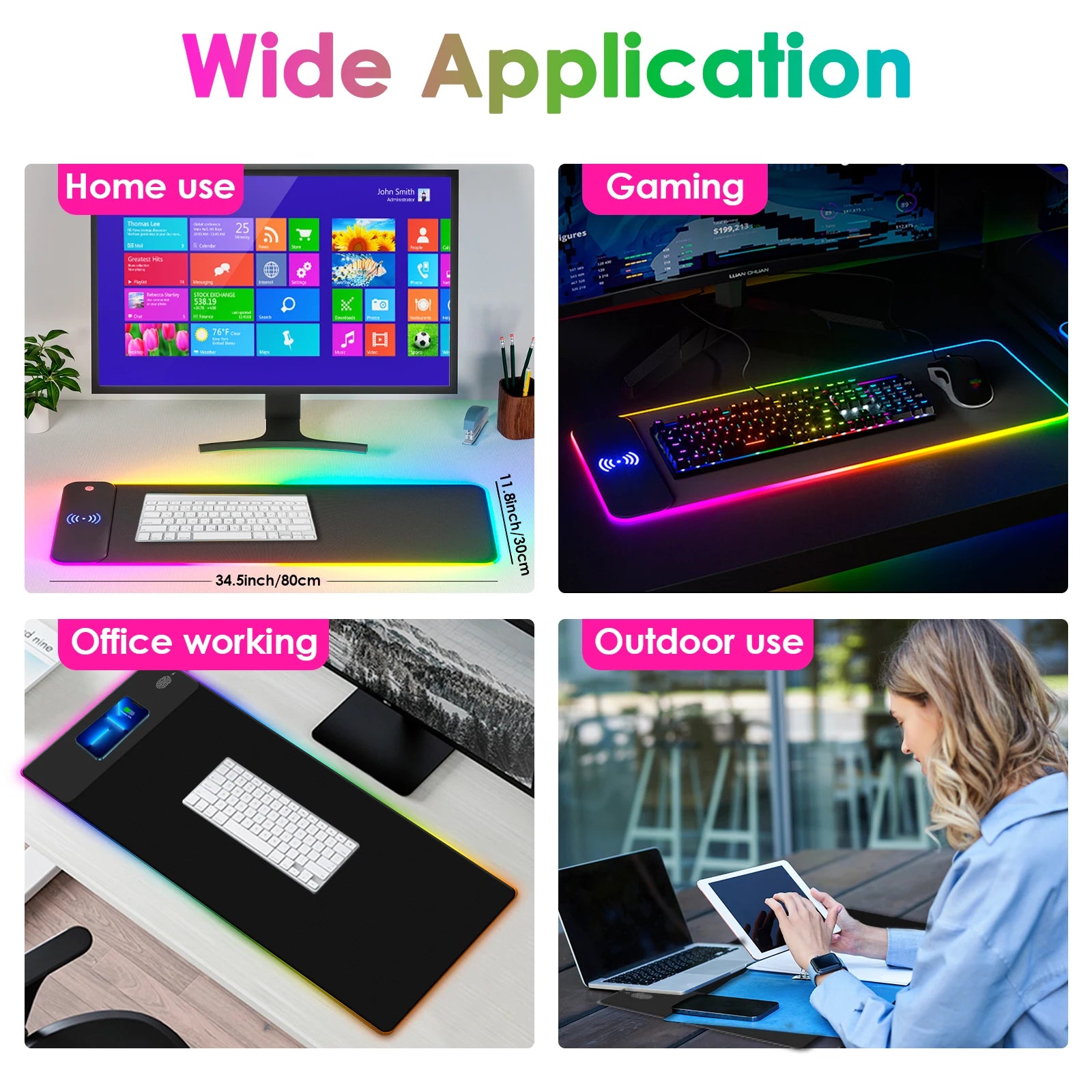 Tapis de Souris Gaming RGB Chargeur Sans Fil 15W XL - GamerZone