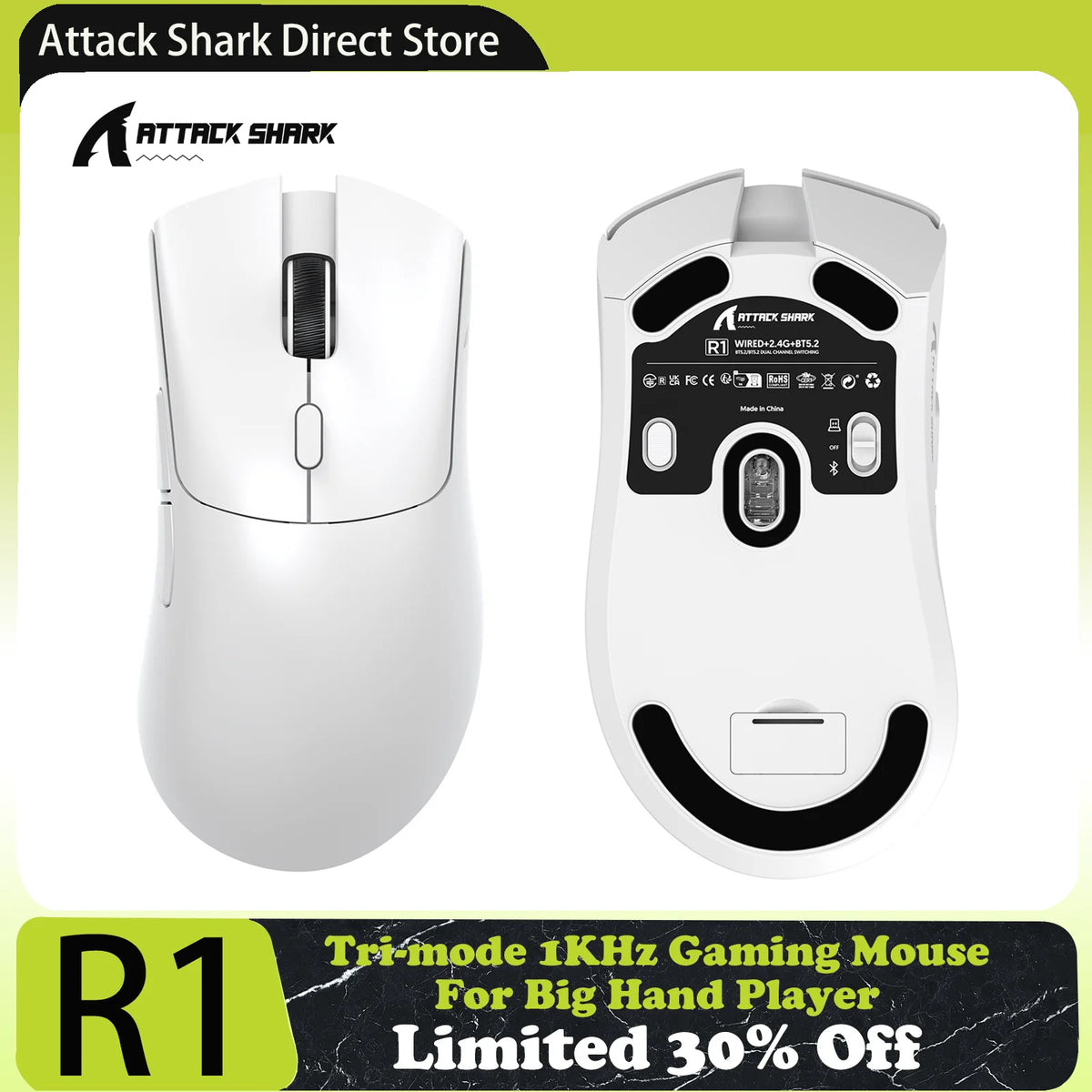 Attack Shark R1 – Souris Gaming Sans Fil 18 000 DPI 1000 Hz - GamerZone