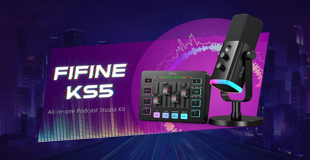 kit streaming FIFINE KS5 micro table mixage RGB gaming