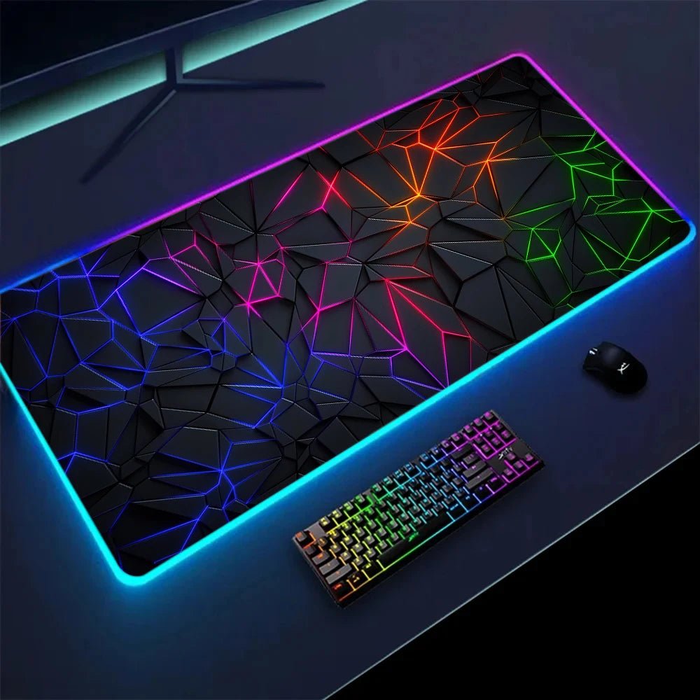 Tapis de souris XXL RGB gaming géométrie 3D LED — GamerZone