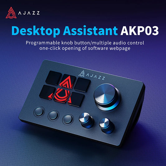 Panneau de contrôle streaming AJAZZ AKP03 posé sur bureau gaming