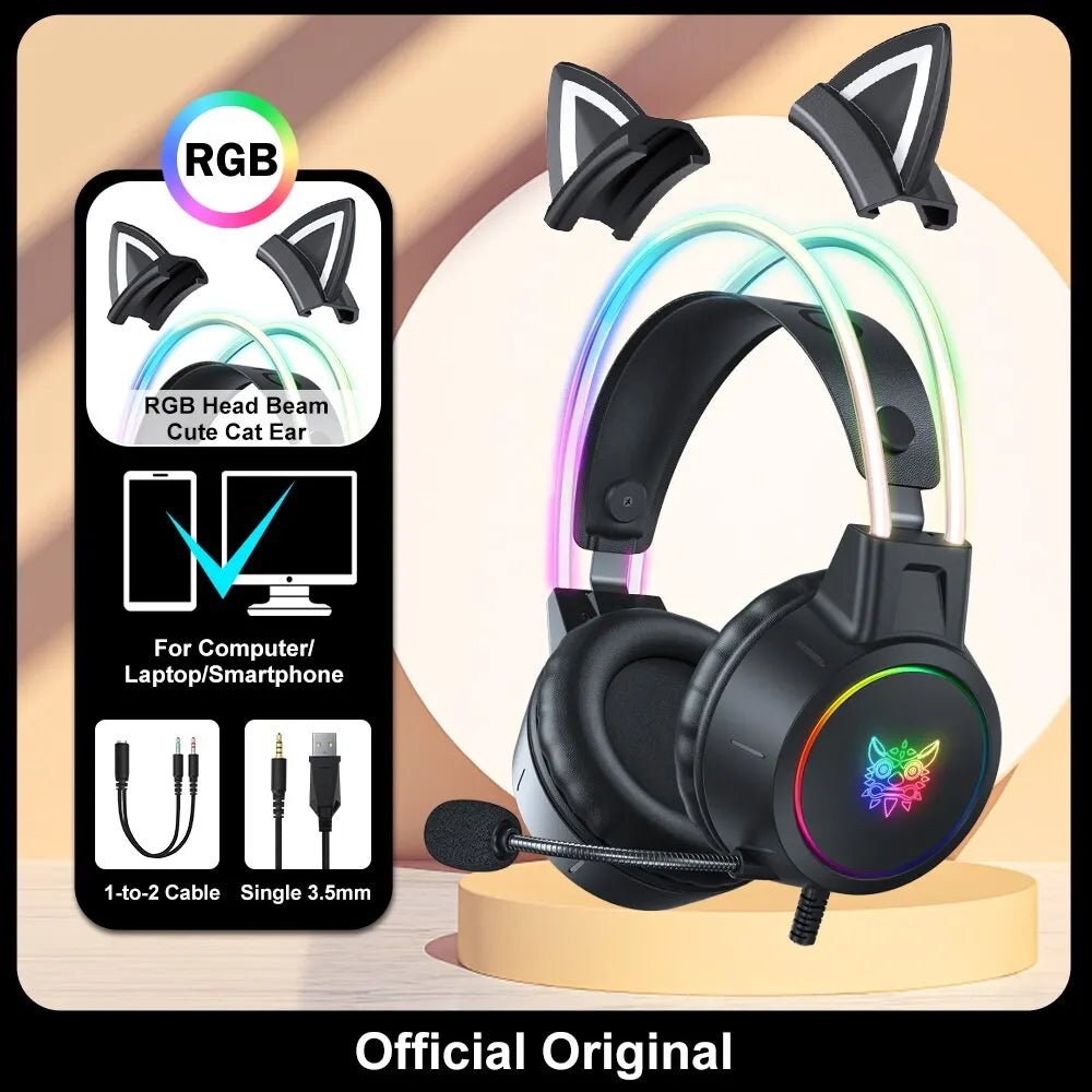Casque gaming oreilles de chat RGB surround — PC PS4 Xbox GamerZone