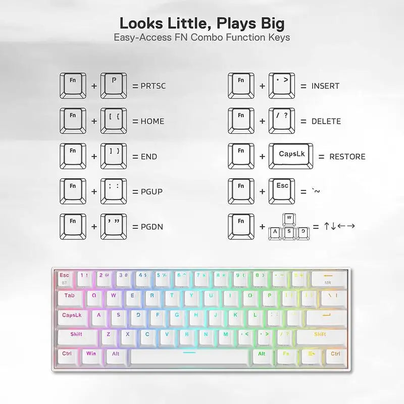 Clavier mécanique gaming Redragon K530 Pro format 60% compact — GamerZone