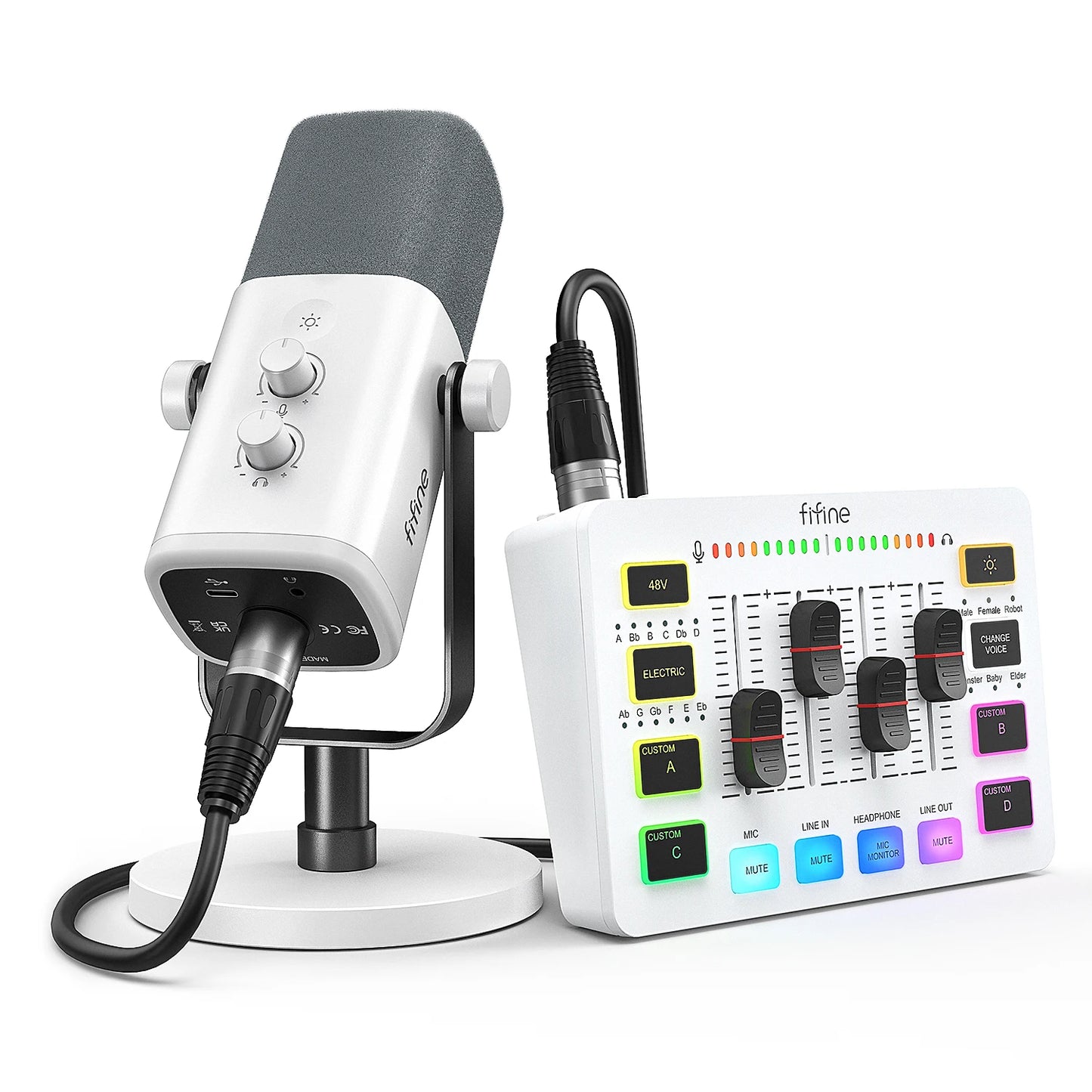 kit streaming FIFINE KS5 micro table mixage RGB gaming