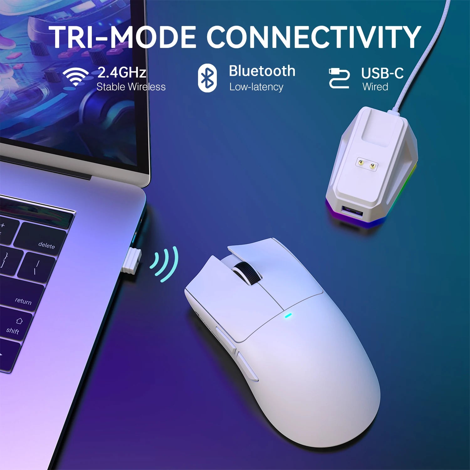 Souris Gaming Sans Fil Attack Shark X11 – Tri-Mode 2.4G/BT/Filaire – Capteur PAW3311 – Base de Charge Magnétique RGB – 63g - GamerZone