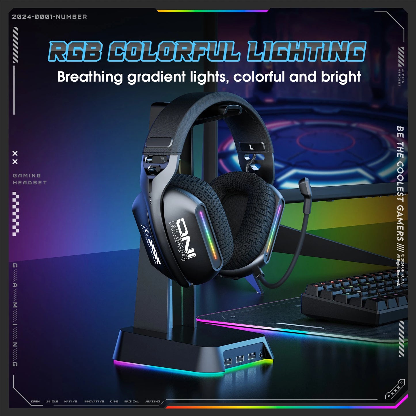 Casque Gaming Sans Fil ONIKUMA GT808 — RGB / 3 Modes / Bluetooth 5.3 / 2.4GHz - GamerZone