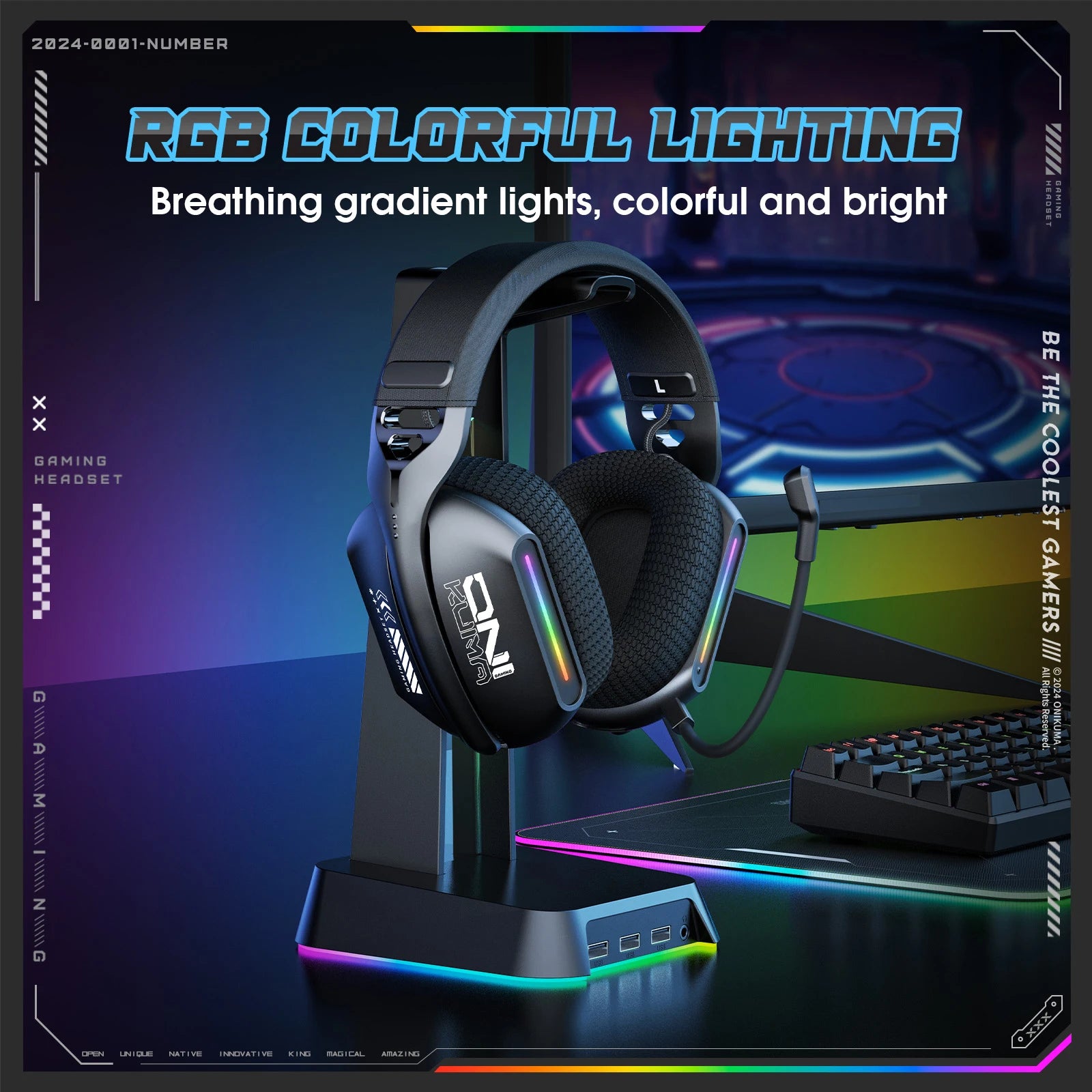 Casque Gaming Sans Fil ONIKUMA GT808 — RGB / 3 Modes / Bluetooth 5.3 / 2.4GHz - GamerZone