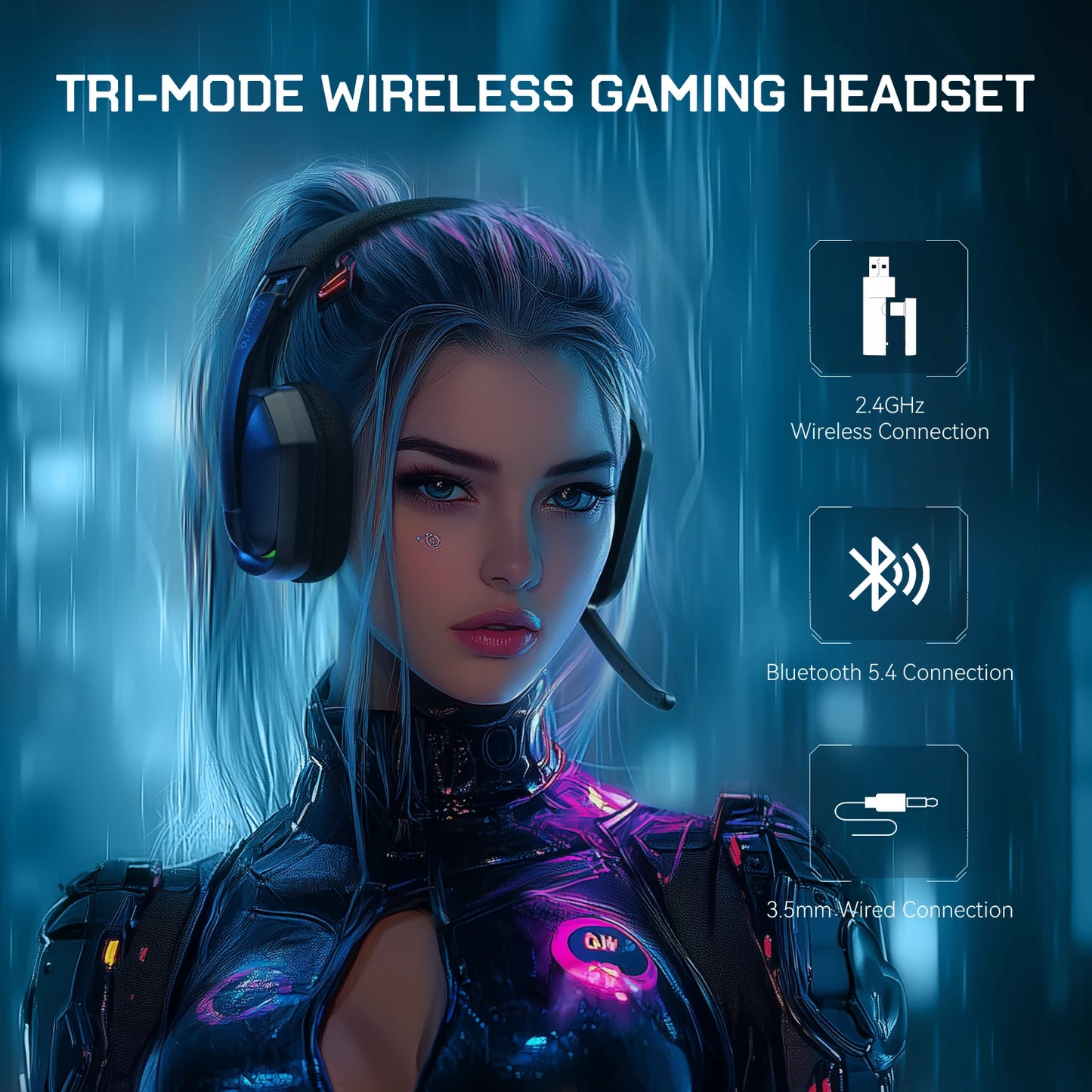 Casque gaming Bluetooth 2.4GHz RGB EKSA sans fil 35H — GamerZone