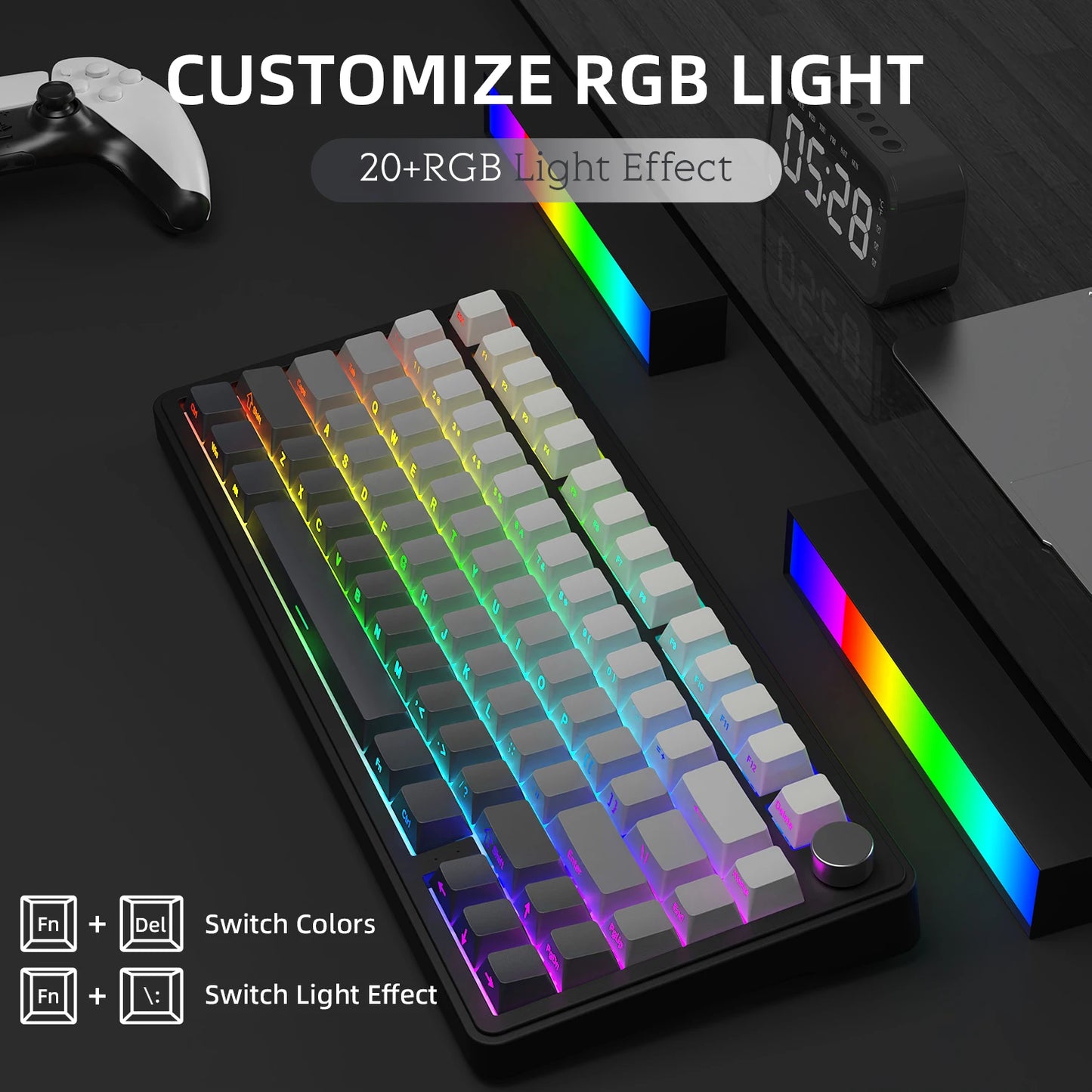 Clavier Mécanique Gaming Sans Fil Attack Shark X85 – 75% Gasket – Tri-Mode 2.4G/BT/Filaire – Switches Hot-Swap – Bouton CNC – RGB 1.6M