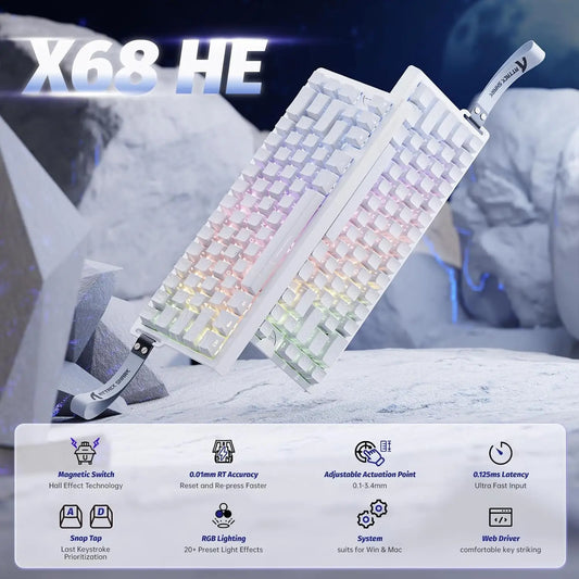 Clavier Mécanique Gaming Attack Shark X68 HE – 60% Rapid Trigger – Switch Magnétique Hall Effect – 8000Hz – 0.01mm Précision - GamerZone