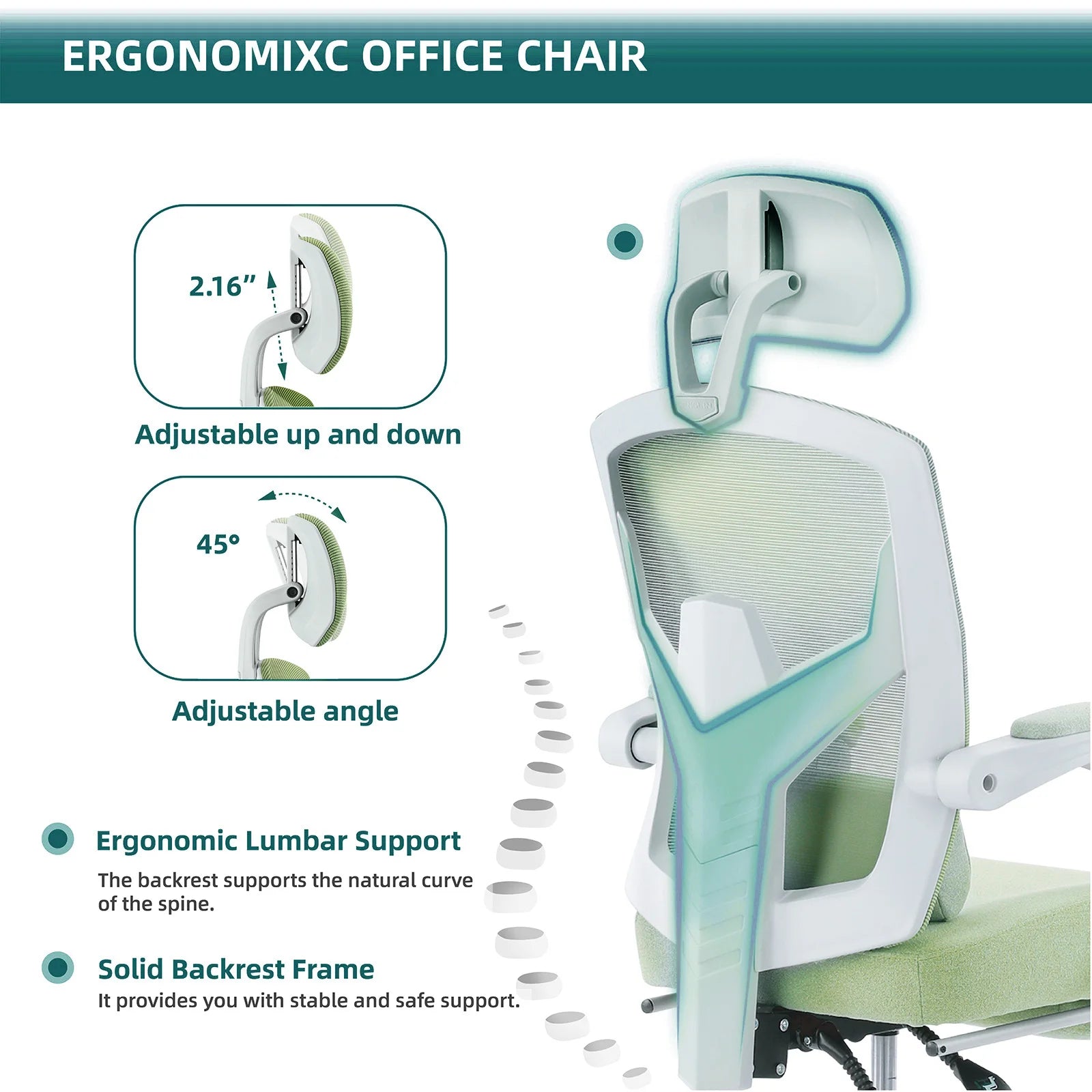Chaise Ergonomique Gaming JHK — Dossier Haut Maille, Repose-pieds, Soutien Lombaire - GamerZone