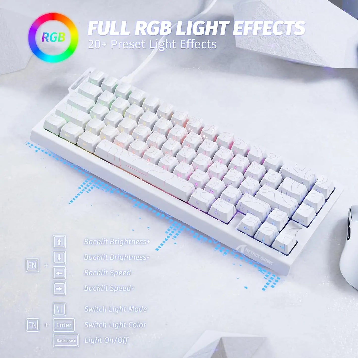 Clavier Mécanique Gaming Attack Shark X68 HE – 60% Rapid Trigger – Switch Magnétique Hall Effect – 8000Hz – 0.01mm Précision