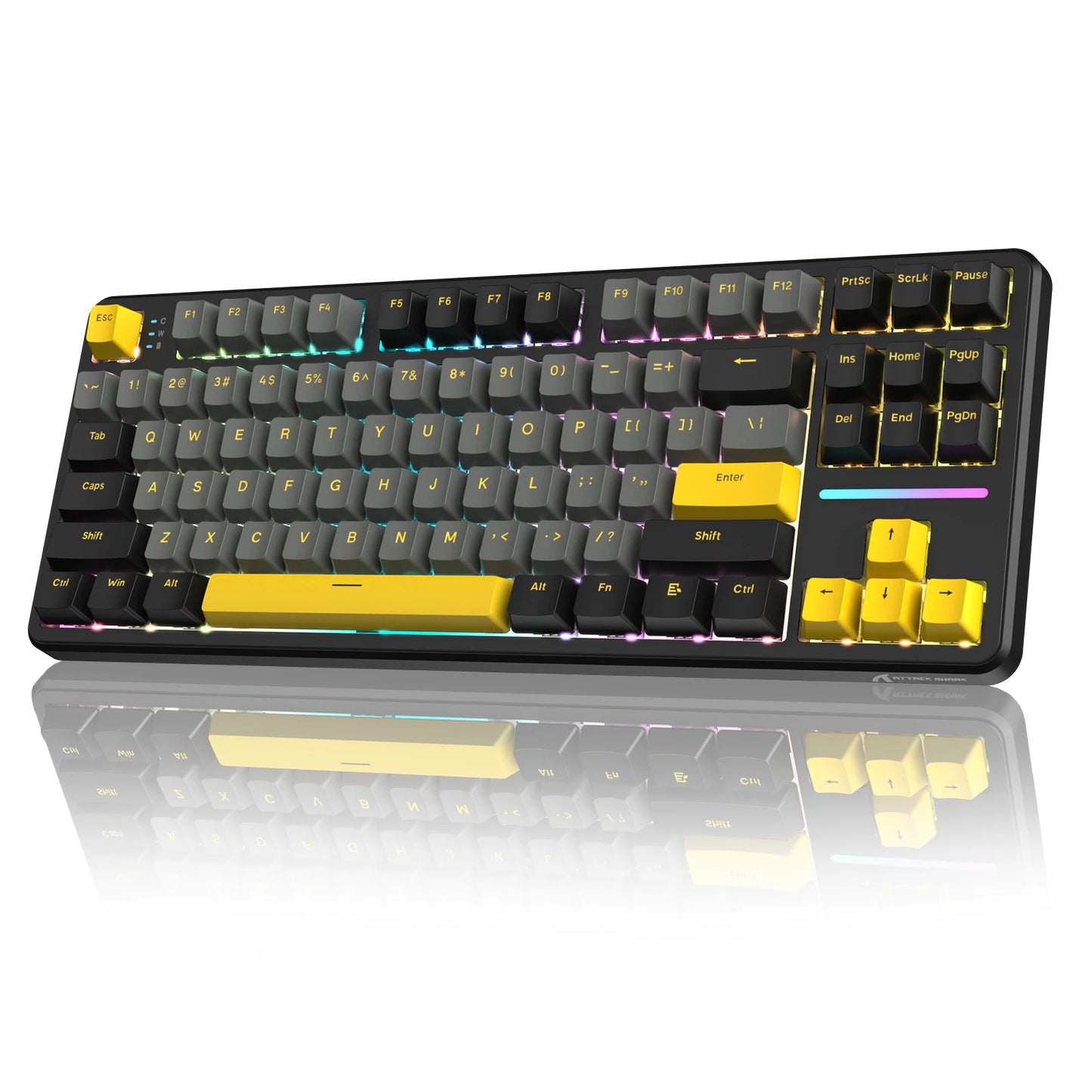 Clavier Mécanique Gaming Sans Fil Attack Shark X87 – 80% Tri-Mode 2.4G/BT/Filaire – Hot-Swap – RGB 18+ Effets – Batterie 4000mAh
