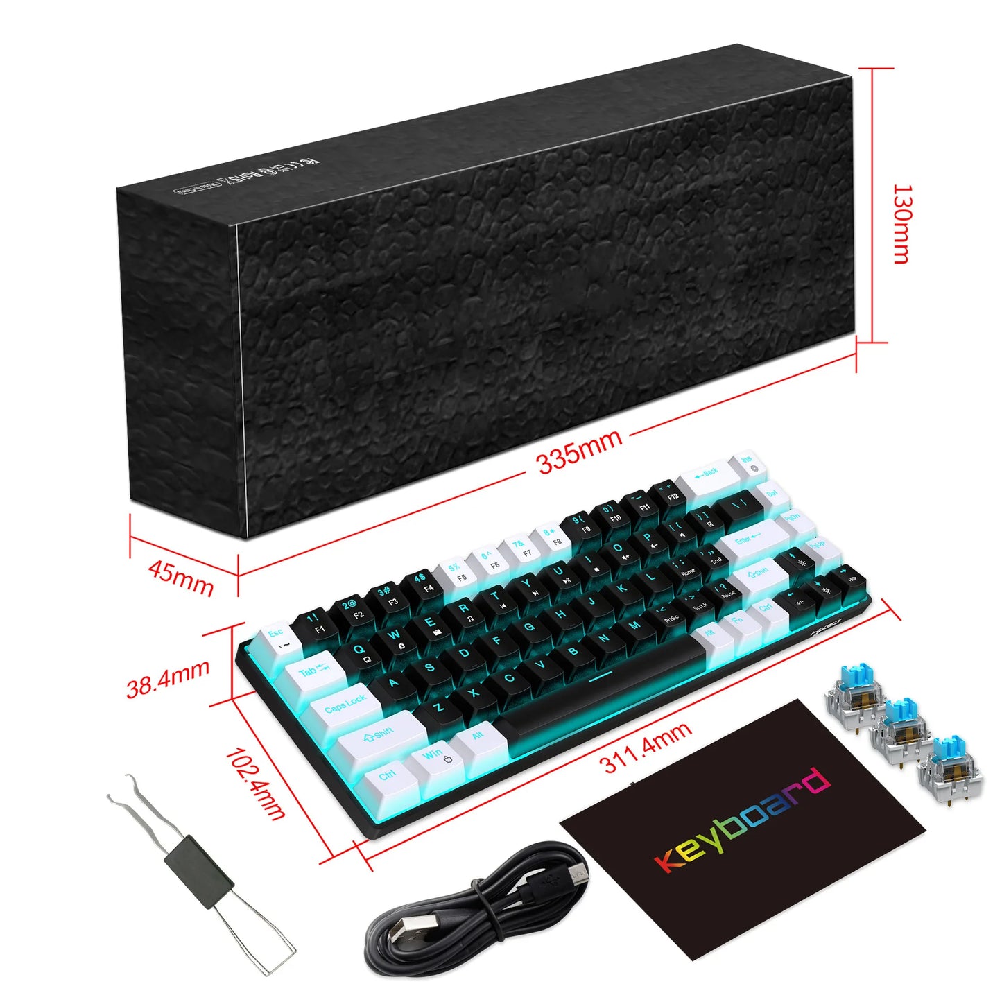 Clavier Mécanique Gaming 68 Touches — RGB / Switch Bleu / Hot - Swap - GamerZone