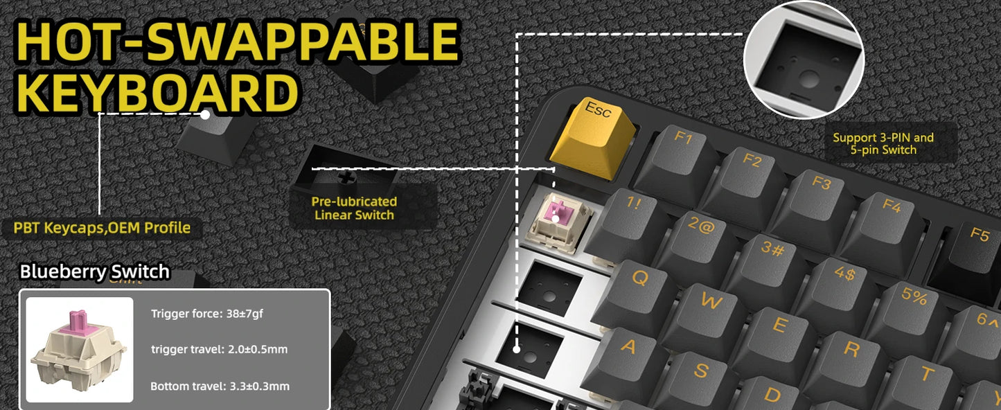 Clavier Mécanique Attack Shark X85Pro - 75% Écran Hot-Swap Sans Fil RGB