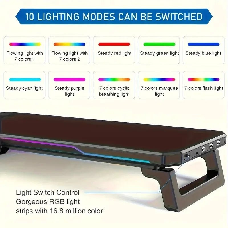 Rehausseur moniteur gaming RGB 3 ports USB — GamerZone
