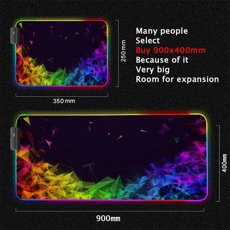 Tapis de souris XXL RGB gaming géométrie 3D LED — GamerZone