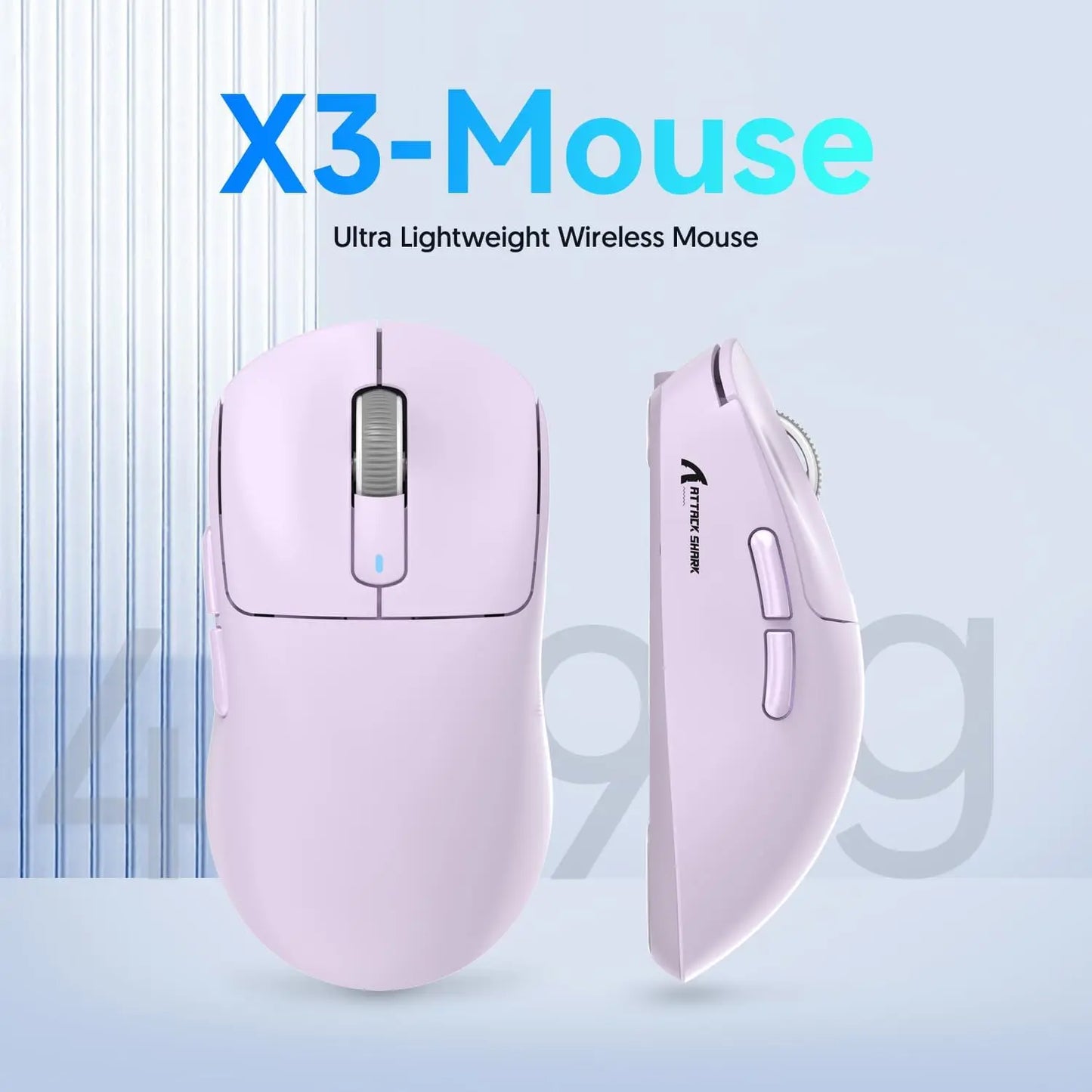 Souris Gaming Sans Fil Attack Shark X3 – Tri-Mode 2.4G/BT/Filaire – Capteur PAW3395 – 49g Ultra Légère – 200H Autonomie - GamerZone