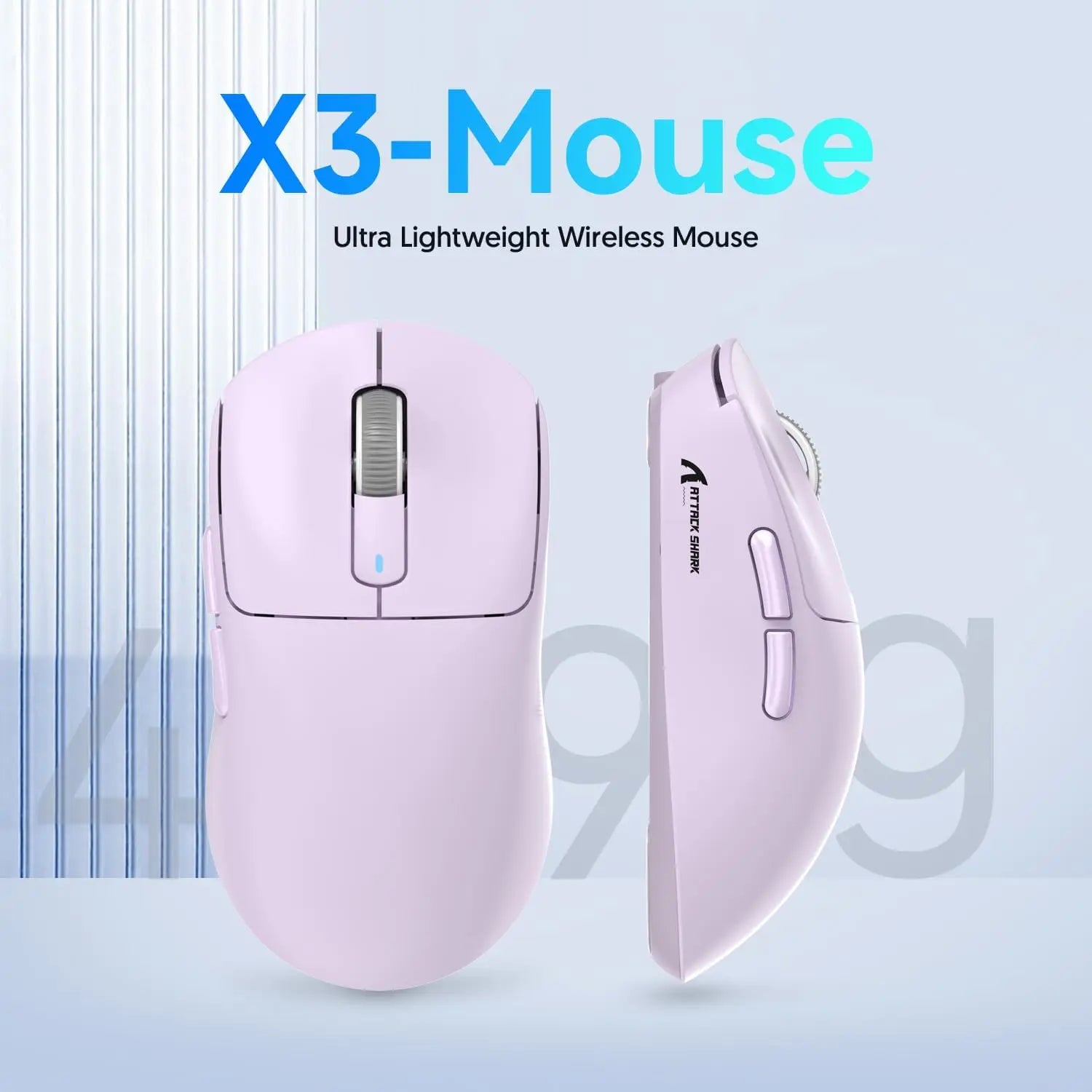 Souris Gaming Sans Fil Attack Shark X3 – Tri-Mode 2.4G/BT/Filaire – Capteur PAW3395 – 49g Ultra Légère – 200H Autonomie - GamerZone