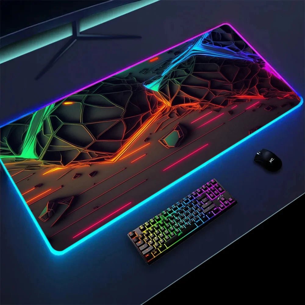 Tapis de souris XXL RGB gaming géométrie 3D LED — GamerZone