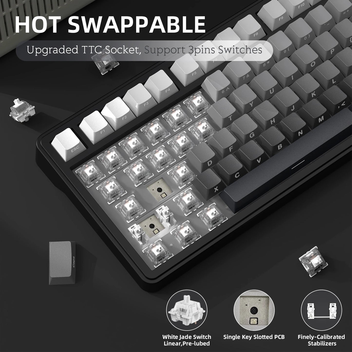 Clavier Mécanique Gaming Sans Fil Attack Shark X85 – 75% Gasket – Tri-Mode 2.4G/BT/Filaire – Switches Hot-Swap – Bouton CNC – RGB 1.6M