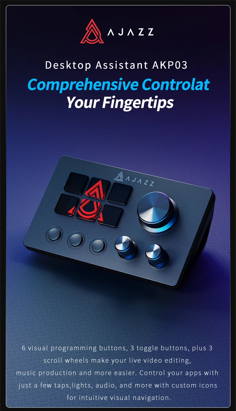 Panneau de Contrôle AJAZZ AKP03 — Clavier Programmable Streaming & Audio