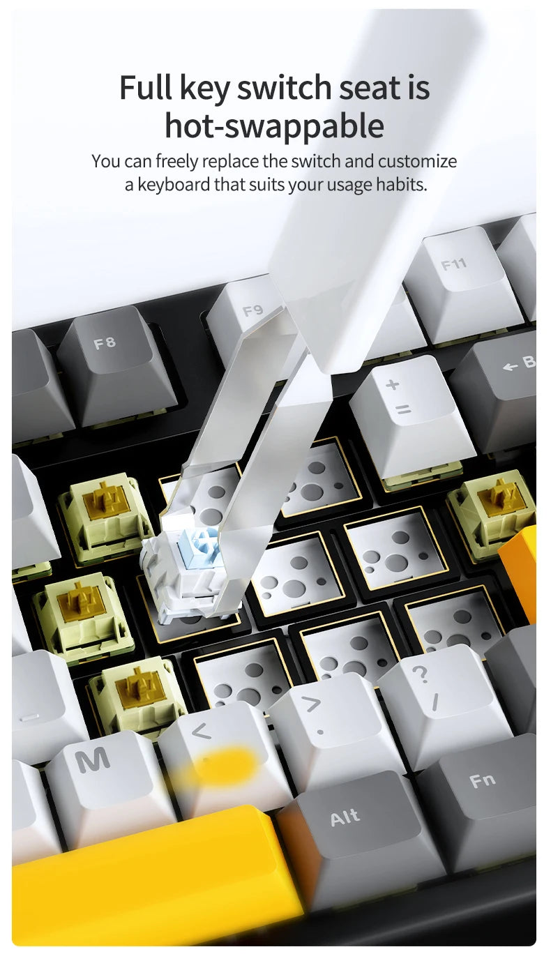 Clavier Mécanique Gaming Ajazz AK35 V3 — 104 Touches Hot-Swap Structure Gasket RGB