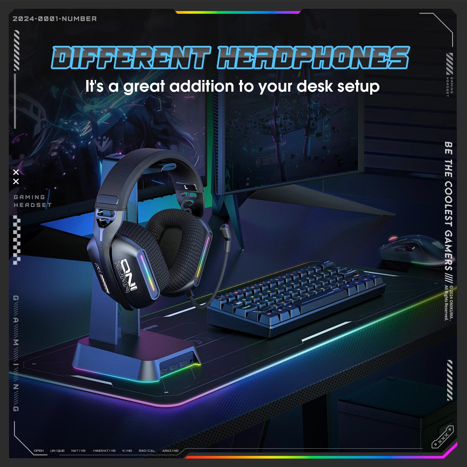 Casque Gaming Sans Fil ONIKUMA GT808 — RGB / 3 Modes / Bluetooth 5.3 / 2.4GHz - GamerZone