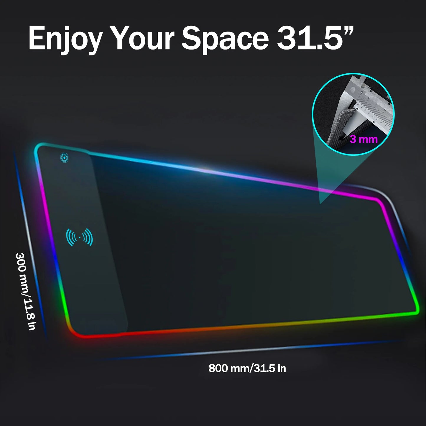 Tapis de Souris Gaming RGB Chargeur Sans Fil 15W XL - GamerZone