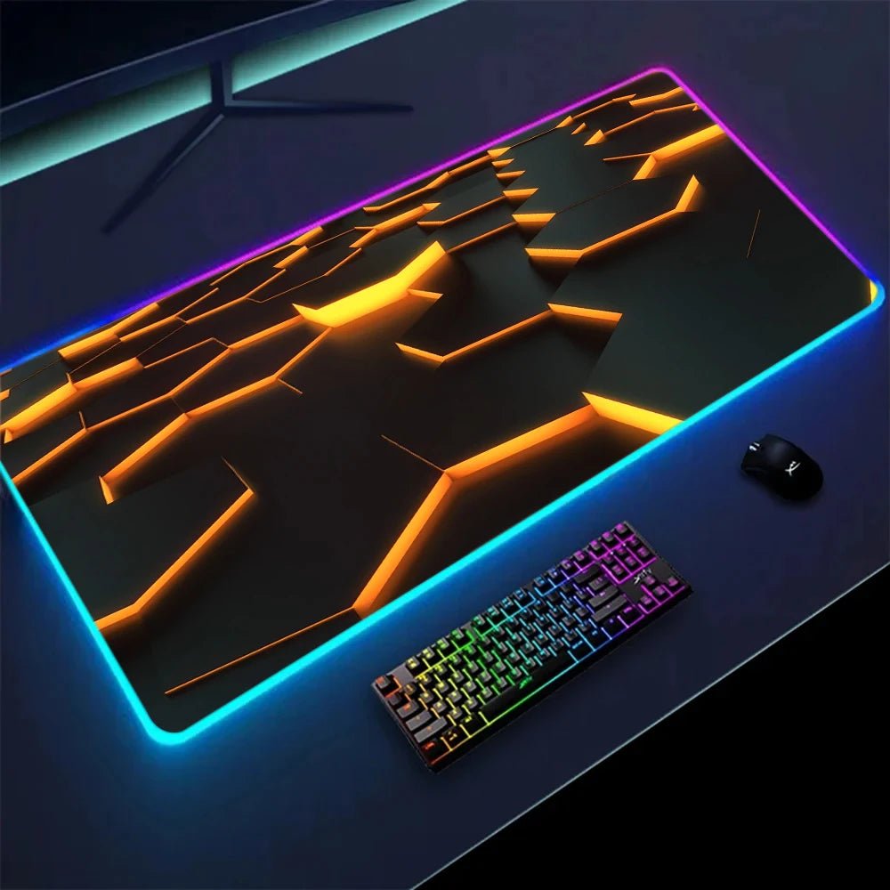 Tapis de souris XXL RGB gaming géométrie 3D LED — GamerZone