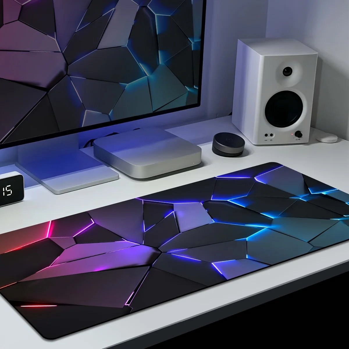 Tapis souris XXL gaming géométrie 3D RGB 8 tailles — GamerZone