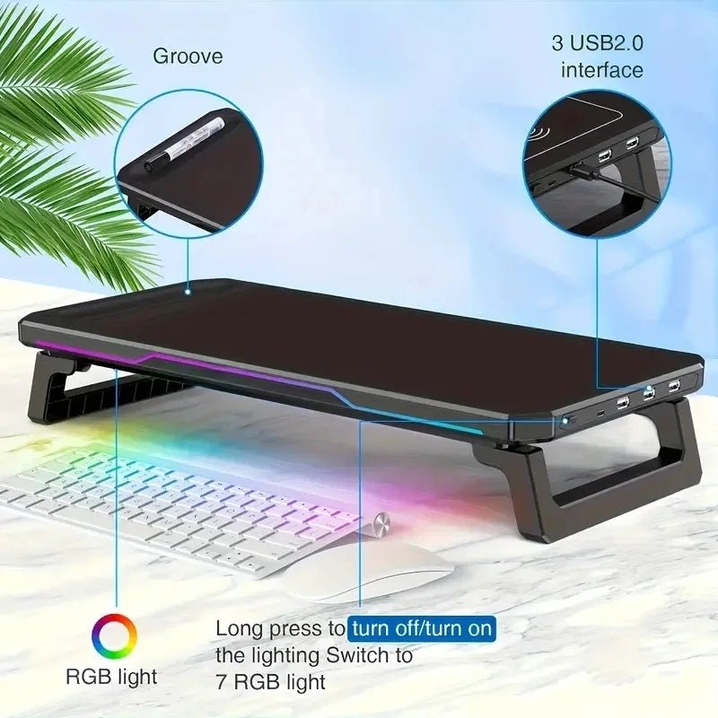 Rehausseur moniteur gaming RGB 3 ports USB — GamerZone