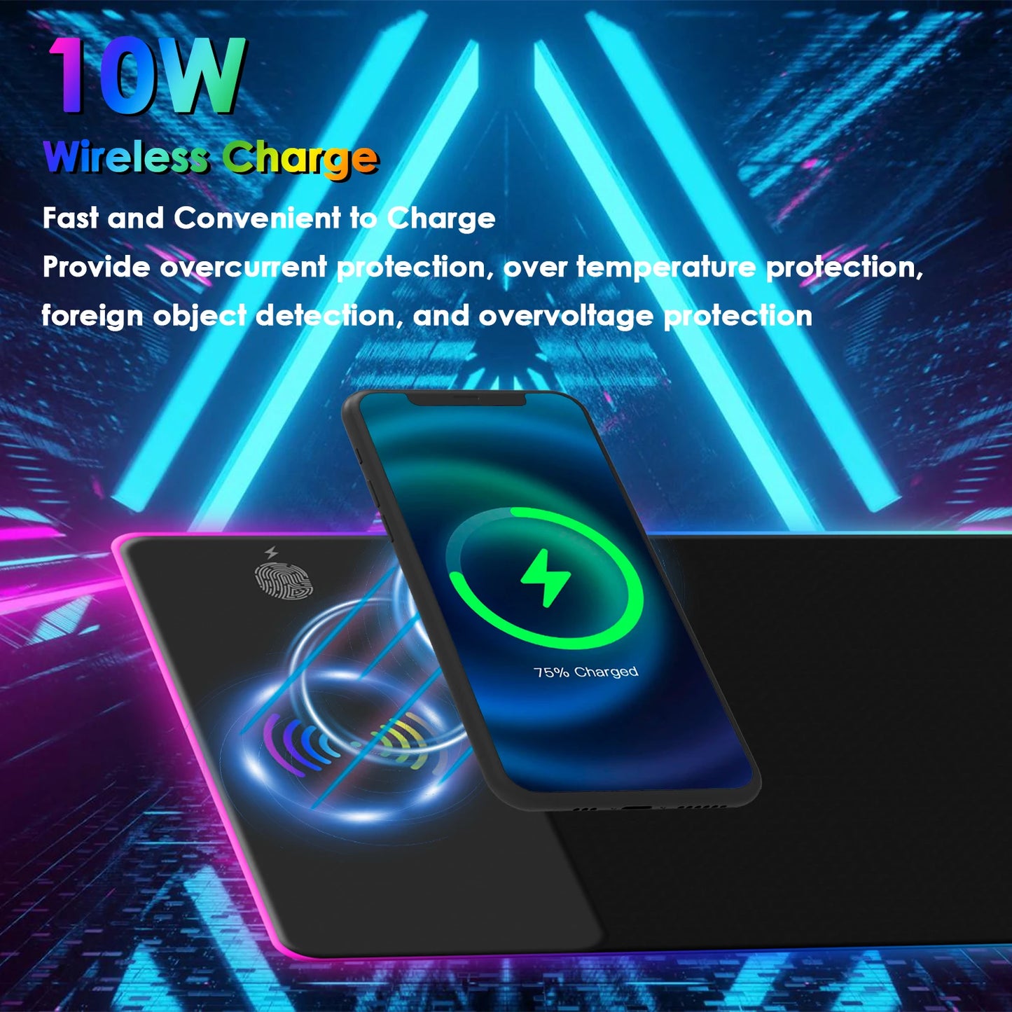 Tapis de Souris Gaming RGB Chargeur Sans Fil 15W XL - GamerZone