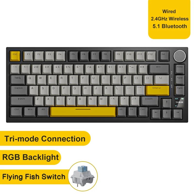 Clavier Mécanique Gaming Ajazz AK820 — Bluetooth / Sans Fil / RGB 75% - GamerZone