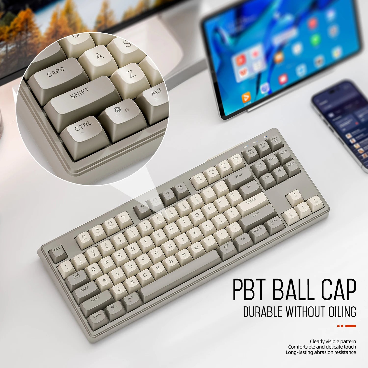 Clavier Gaming Sans Fil M87 — 87 Touches Bluetooth + 2.4G RGB PBT Ball Cap - GamerZone