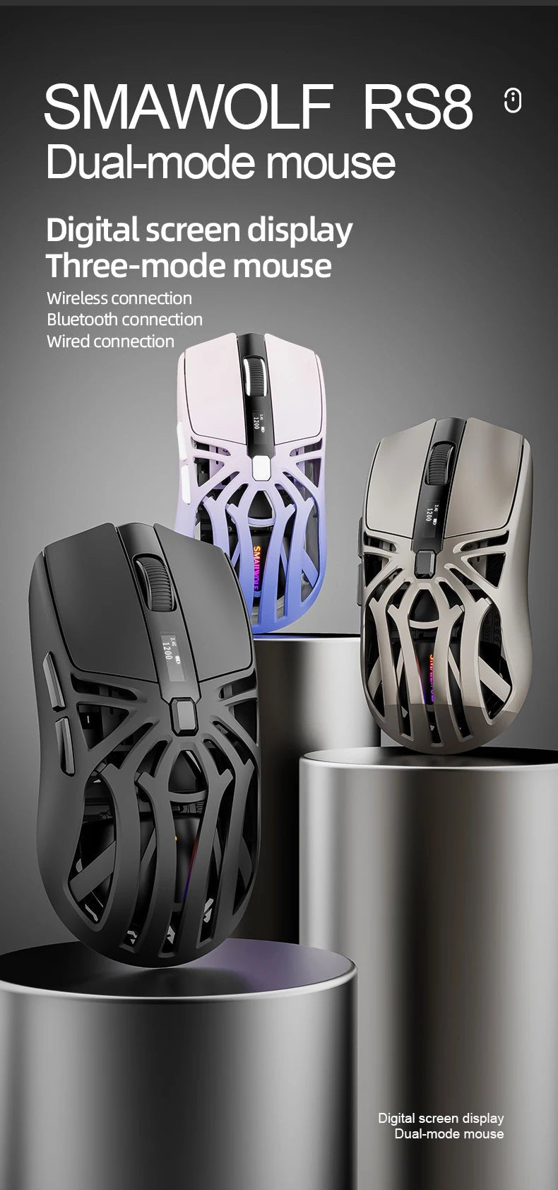 SMAILWOLF RS8 – Souris Gaming Sans Fil 10 000 DPI 1000 Hz - GamerZone